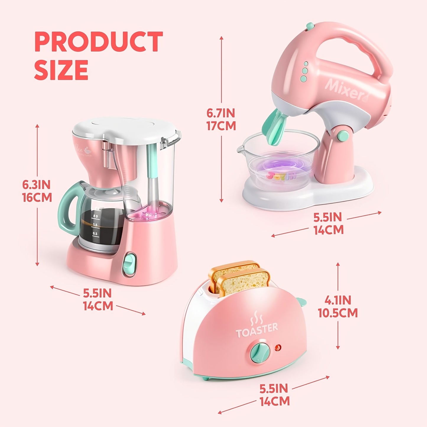 1 Set Kids Play Kitchen Toys with Realistic Coffee Maker, Mixer & Toaster Suitable for Pretend Play, Role-Playing Games, Birthday Gifts for &, for Ages 3+ with Appliance Toys (No Revision to Original Specs)