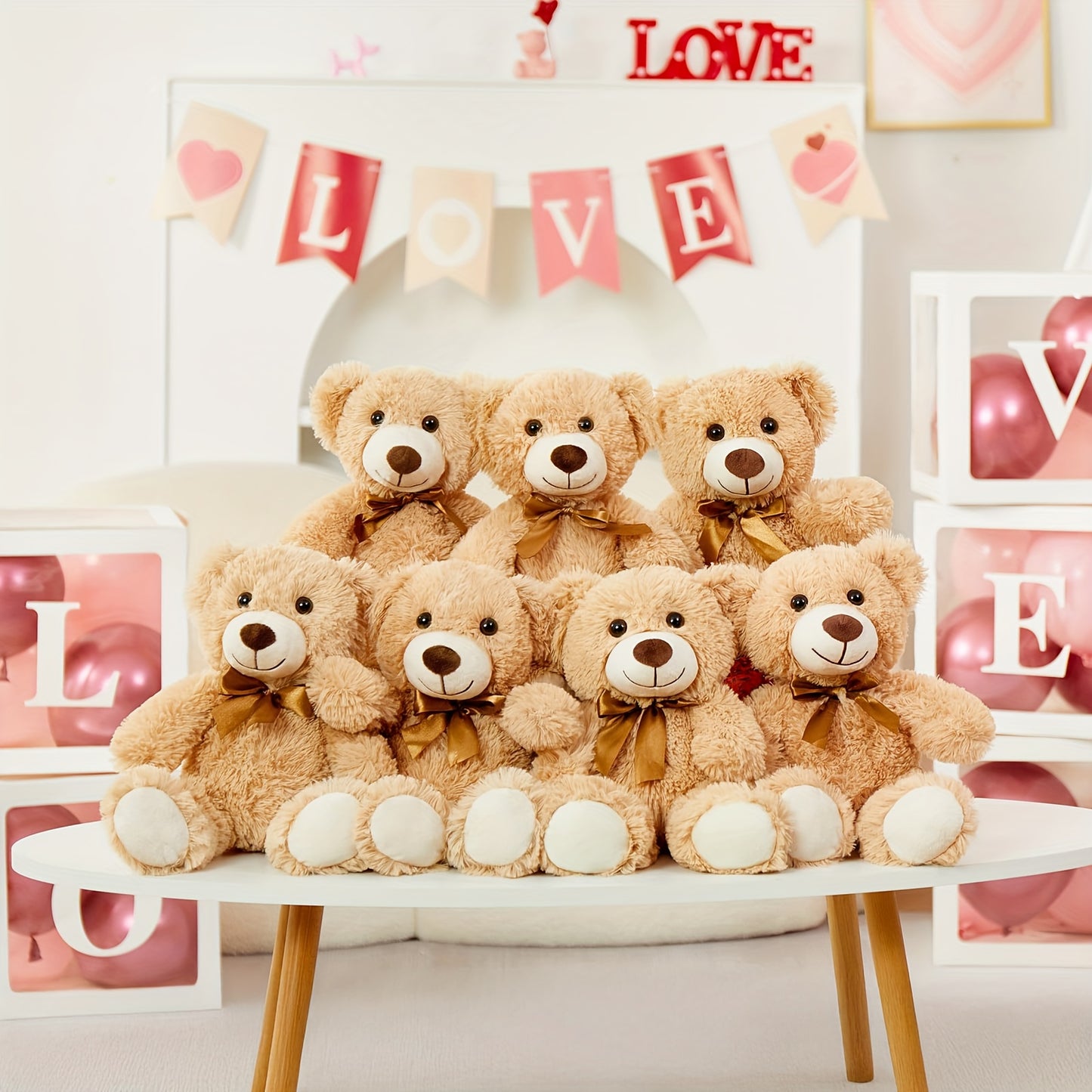 Set of 8 Teddy Bears for Children, 11 Inches Tall, Ideal for Baby Shower Decorations And Gifts, Available in Bulk for Party Favors