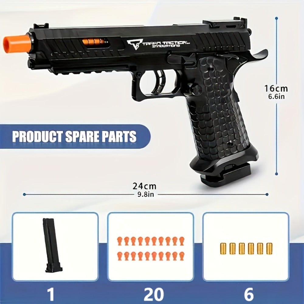 1pc/ 2pcs High Quality 2011 Battle Master Semi-automatic Soft Toy Gun, Including 1 Magazine, 6 Bullets, 20 Actual Combat Simulation Ammunition, Simulation Training Model, Safe ABS Plastic Material, Cartridge Case Discharge Design
