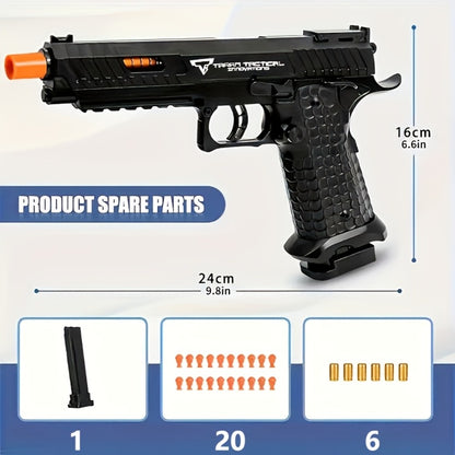 1pc/ 2pcs High Quality 2011 Battle Master Semi-automatic Soft Toy Gun, Including 1 Magazine, 6 Bullets, 20 Actual Combat Simulation Ammunition, Simulation Training Model, Safe ABS Plastic Material, Cartridge Case Discharge Design