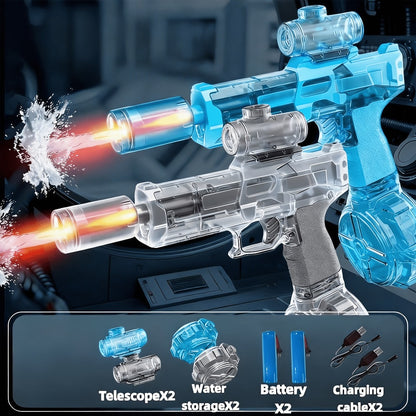 Automatic Water Gun 2 Pack for Kids with LED Lights – High-Speed Ultra-Long Range Squirt Gun Set for Boys & Girls, Summer Outdoor Toy & Best Birthday Gift