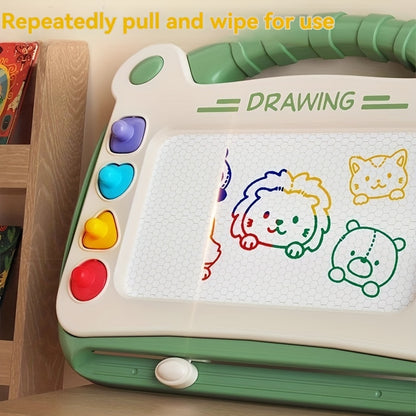A Drawing Board for Kids That Includes Four Stamps, Four Holders, And One Pen. It'S an Educational Toy Designed for Learning, Perfect for Doodling, And Serves As a Smart Learning Tool. This Makes a Great Birthday Present for Both Boys And Girls
