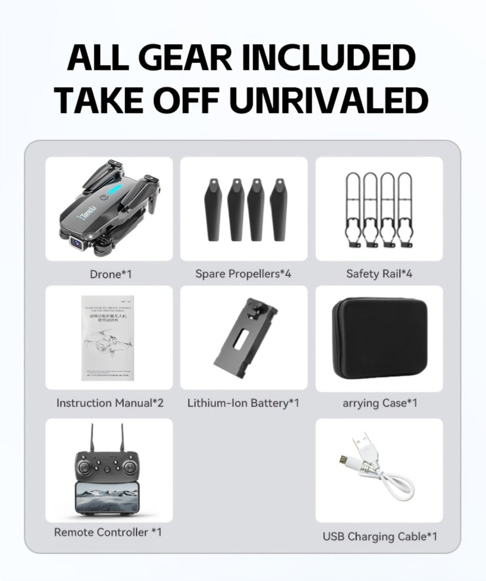 Foldable HD Camera Drone with Free Storage Bag & USB-C Charging – 3D Flips, Beginner-Friendly Aerial Photography Quadcopter for Vlogging, Outdoor Flying, Single or Dual Camera Options