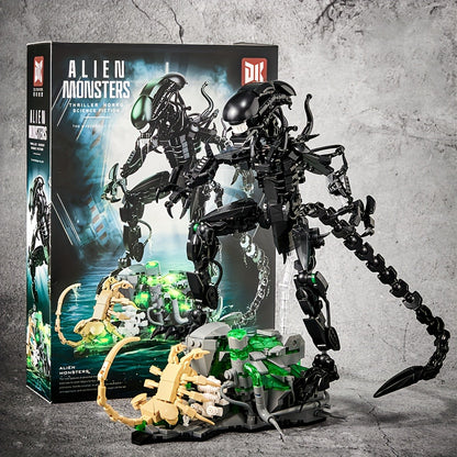 Alien Beast Building Blocks Set 958pcs – Sci-Fi Movie Character Model Kit, Black ABS Bricks, STEM Toy for Kids Teens & Adults, Cool Birthday Christmas Gift Display Collectible