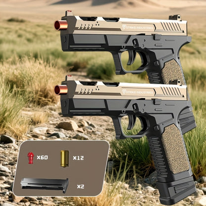 G17 Soft Bullet Toy Gun for Boys – Automatic Rapid Fire Foam Dart Blaster Pistol | Realistic Textured Grip | Outdoor Shooting Game Toy | Black & Silver | Kids Gift Ages 6+