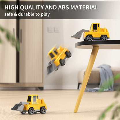 Construction Carrier Truck Toy Set for Kids 3-7, Large Transport Truck with 4 Mini Engineering Vehicles Excavator Mixer Crane Bulldozer, Friction Powered Yellow Toy for Boys Girls Birthday Gift