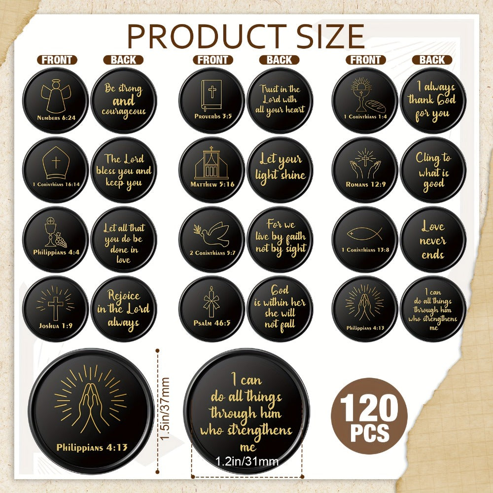 Bible Verse Coins Bulk 120 Pack – Christian Gift Tokens with Motivational Scripture Quotes for Church, Sunday School, VBS Prizes & Religious Party Favors