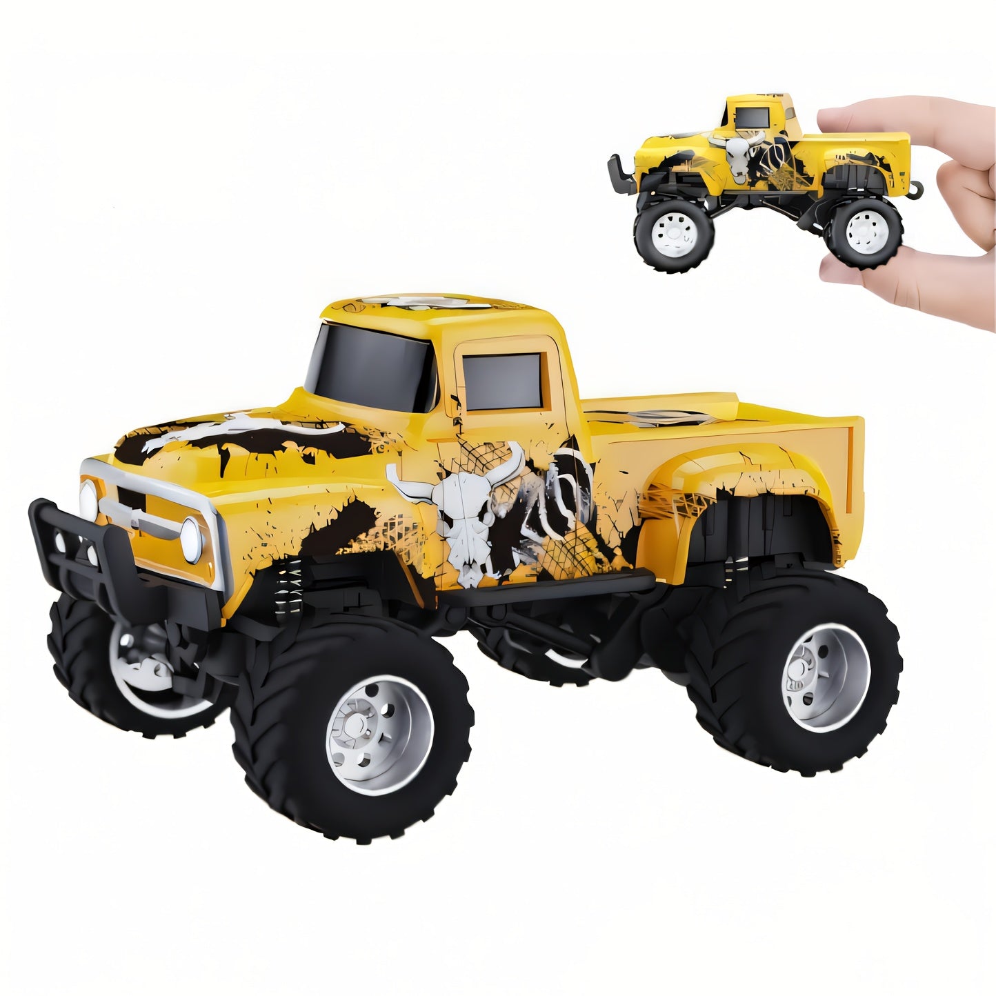 Mini Monster Truck, 1:64 Scale Alloy Shell Toy Car Model, LED Lights Multiple Control Modes Adjustable Speed/Steering, King Of The Road