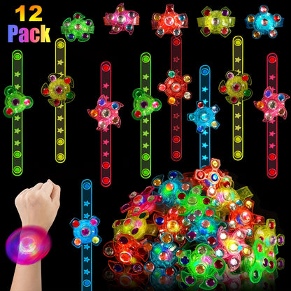 MEZHOBBY LED Illuminated Wristbands, Glowing Party Gifts, LED Light Fidget Spinner Wristbands for Children, Birthday Presents, Classroom Rewards, And Goodie Bag Fillers for Boys And Girls (12/30)