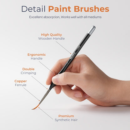 Miniature Paint Brush Set 16 & 24 Pcs – Professional Fine Detail Painting Kit with Brush Holder & Carry Bag | Acrylic Watercolor Oil Warhammer DnD Model Brushes | Gift for Artists Hobbyists Ages 14+