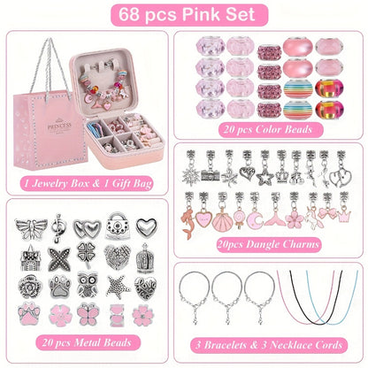 Bracelet Making Kit for Girls & Women – DIY Unicorn Mermaid Jewelry Craft Set with Portable Jewelry Box, Handmade Beaded Bracelet, Birthday Christmas Valentine's Day Graduation Gift