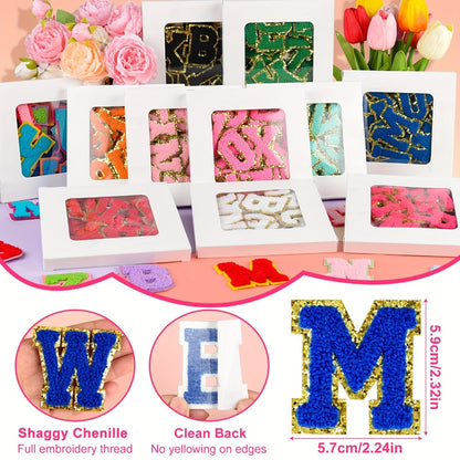 Chenille Letter Patches Self Adhesive A-Z Embroidered Alphabet Applique Stickers for Clothes Bags Hats Phone Cases DIY Crafts – 26pcs Full Set