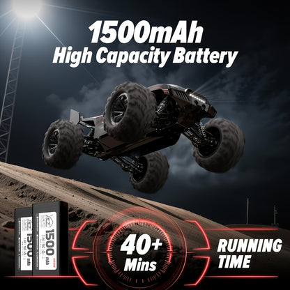 RC Monster Truck 1:18 Scale Alloy 2.4GHz Off-Road Remote Control Car with LED Headlights & All-Terrain Tires, High Speed 33KM/H – Birthday Gift for Kids Boys Girls Adults Ages 6+