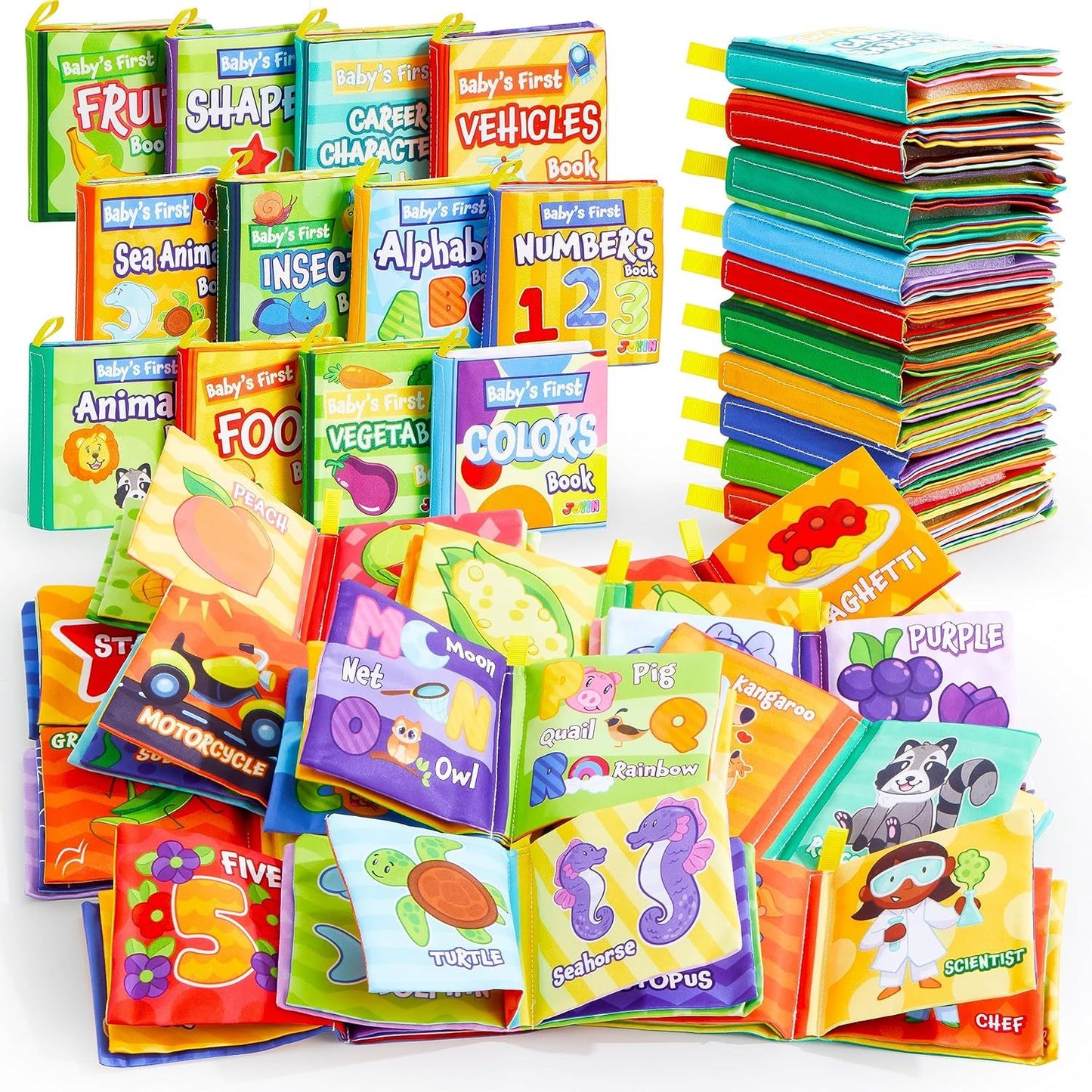 12pcs Bath Books, Nontoxic Fabric Soft Crinkly Cloth Books,, Bathtub Pool And First Toys for Infant Newborn Baby Toddlers Kids Birthday Gifts, Perfect Christmas Gifts