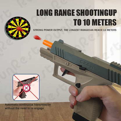 Soft Bullet Toy Gun with Jumping Shell & 2 Magazines – 100 Bullets 12 Shells Auto Rebound Decompression Pistol Shooting Toy for Kids Boys Ages 6+, Indoor Outdoor Play Birthday Gift