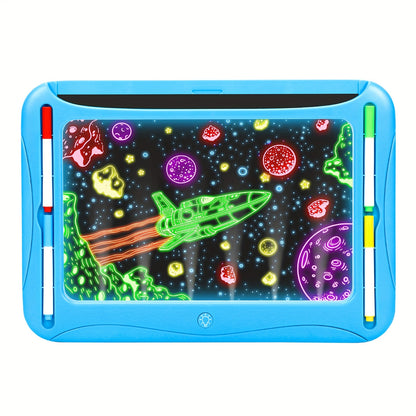 LED Light-Up Drawing Writing Doodle Board, Learning Travel Toy with 9 Double-Sided Cards, 6 Markers, Art Set, Suitable for Birthday Gifts And Christmas Gifts for Girls And Boys Aged 3-8.