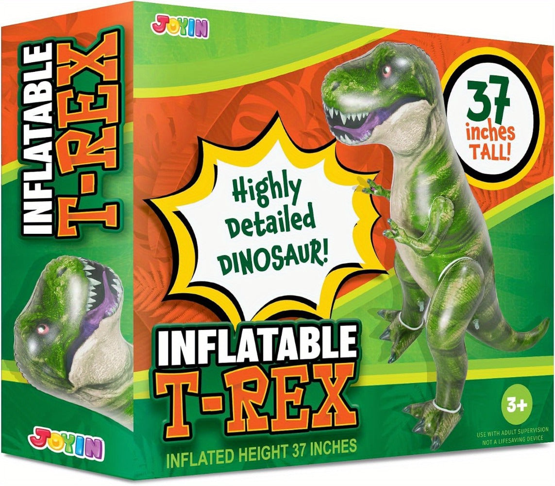 Inflatable T-Rex Dinosaur 37 Inch Giant Tyrannosaurus Rex Blow Up Toy ASTM Safe Birthday Party Decoration Gift for Kids Adults Christmas Holiday