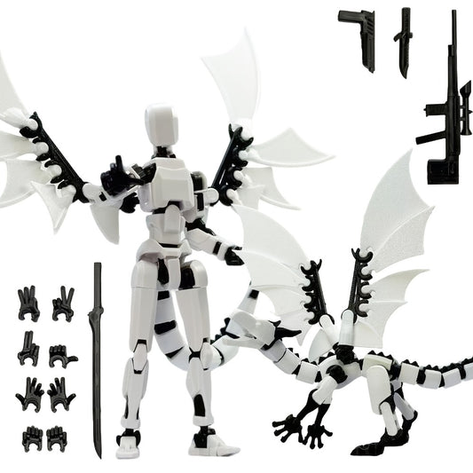 3D Printed Dragon Figurine 2-Piece Set – Articulated Flying Dragon with Movable Wings Poseable Fantasy Sculpture 4 Colors Desk Decor Gift for Gamers Adults Kids