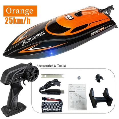 RC Speedboat 30KM/H with LED Night Navigation Lights – 2.4G Remote Control High Speed Boat, Anti-Capsizing Water Cooling System, Pool & Lake RC Toy for Kids & Adults, Birthday Gift