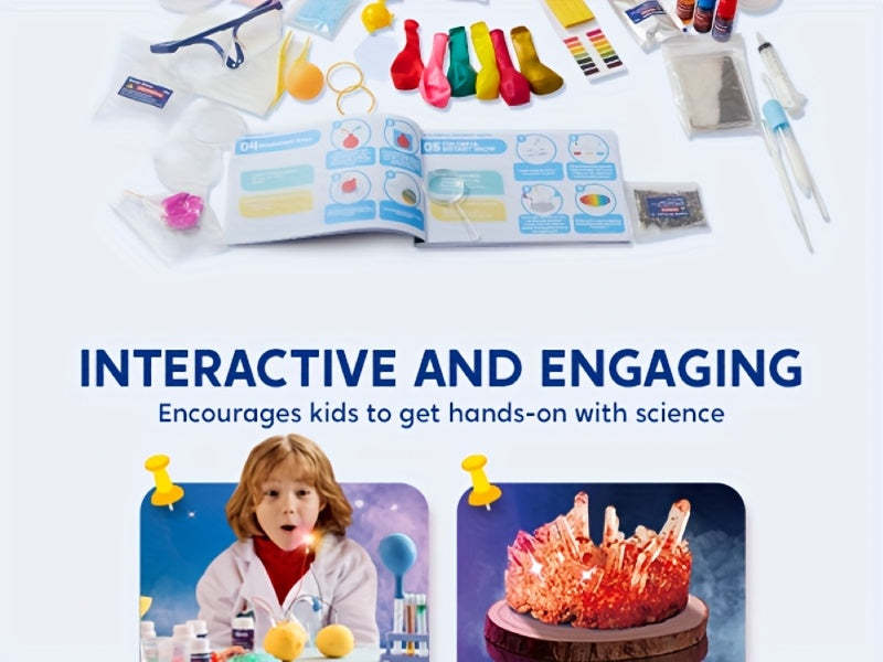 [STEM Educational Toys] 130+ Experiments Jumbo Science Kit for Kids with Chemistry Set, Growing Crystal Tree & Glowing Bulb - STEM Educational Toys with 130+ Hands-On Activities, Science Experiment Kit, Stem Building Kit, Science Gadget, Science Toy, Phys