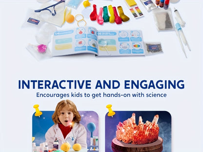 [STEM Educational Toys] 130+ Experiments Jumbo Science Kit for Kids with Chemistry Set, Growing Crystal Tree & Glowing Bulb - STEM Educational Toys with 130+ Hands-On Activities, Science Experiment Kit, Stem Building Kit, Science Gadget, Science Toy, Phys