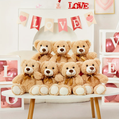 Bulk Teddy Bears Set 8 Pack 11 Inch Soft Stuffed Bear Plush Toys for Baby Shower Decorations Party Favors Classroom Prizes Kids Birthday Gifts Dark Brown and Khaki