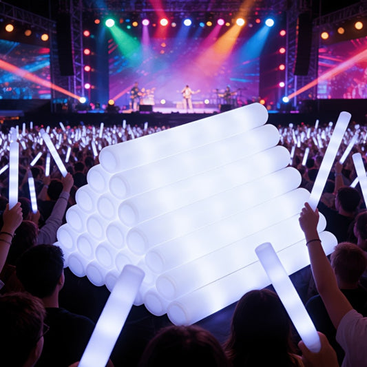 Glow Sticks Bulk Pack – White Foam Flashing Light Sticks for Party, Concert, Wedding, Halloween, Christmas, Festival, Carnival & Outdoor Camping (38, 60 or 120 Count)