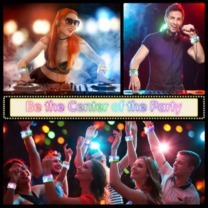 Glow Sticks Bracelets 100pcs 6 Colors LED Flashing Light Up Bracelet Set – Neon Party Supplies for Rave Concert Birthday Carnival Halloween Party Favors