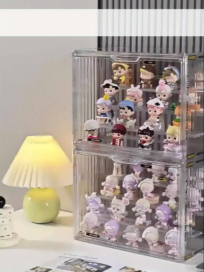 4-Tier Acrylic Figure Display Case with Magnetic Design – Clear Collector Showcase Box for Action Figures Dolls Funko Pop Anime Desktop Organizer