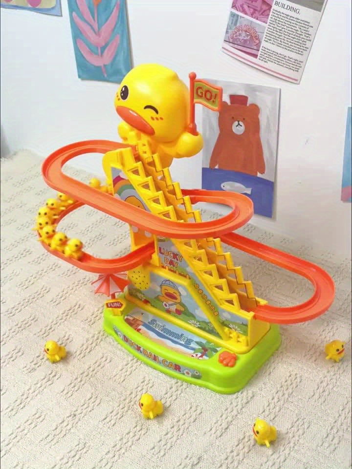 Electric Slide Duck Toys with Music, Ducklings Climbing Stairs Toy for Boys And Girls Age 3 4 5 6, Holiday Gift, Easter Halloween Christmas Gift