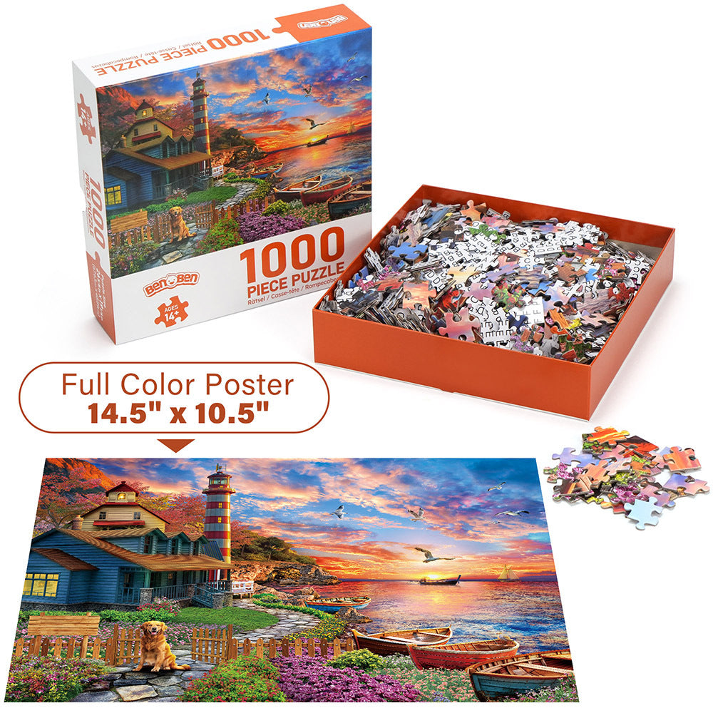 3 Pack 1000 Pieces Jigsaw Puzzles for Adults, Gift for Christmas Birthdays, DIY Brain Teaser Gift for Adults & Family Interactive Fun