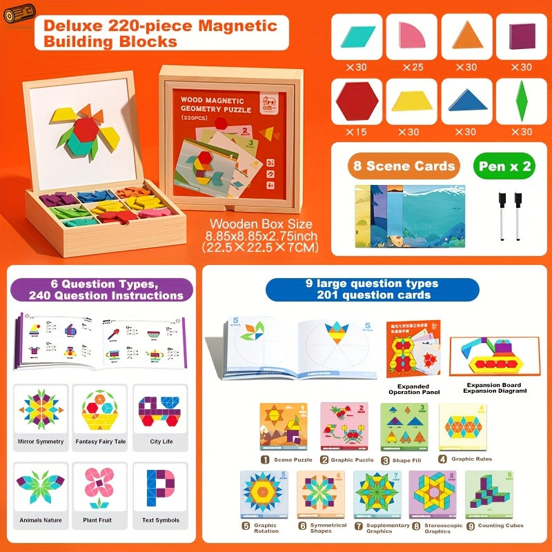 Creative Magnetic Wooden Puzzle, Jigsaw Puzzle Toys, Educational Interactive Educational Toys, Geometric Figures Cognitive Learning, Birthday Gifts, Holiday Gifts