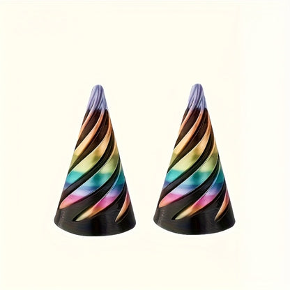 3D Printed Spiral Fidget Cone 10 Pack – Impossible Pyramid Spiral Tree & Carrot Stress Relief Toy, Unique Fish Tank Decoration, Office Desk Novelty Gift for Adults, Blue or Random Color