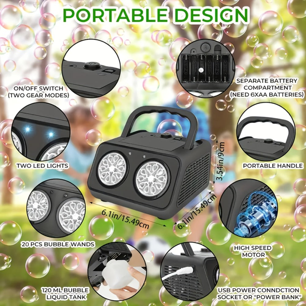 [Double Fan Bubble Machine] 1/ 2 Sets - Party Essential, Atmosphere Bubble Machine, Indoor and Outdoor Children's Toys, Wedding, Birthday, Halloween and Christmas Gifts (excluding Batteries and Foam Liquid), Activities and Entertainment