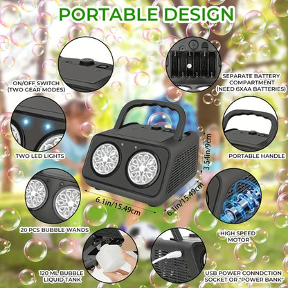 [Double Fan Bubble Machine] 1/ 2 Sets - Party Essential, Atmosphere Bubble Machine, Indoor and Outdoor Children's Toys, Wedding, Birthday, Halloween and Christmas Gifts (excluding Batteries and Foam Liquid), Activities and Entertainment