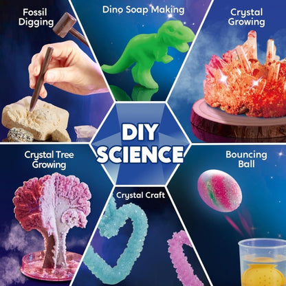 Jumbo Science Kit for Kids 130+ Experiments – STEM Chemistry Set with Crystal Growing Glowing Bulb Fossil Dig Soap Making, Hands-On Science Experiment Gift for Boys Girls Ages 6-12 Birthday Christmas