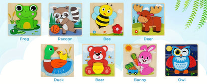 Wooden Puzzles For Toddlers Baby Infants 12 Months+, 8 Pack Animal Puzzles Toys For Boys Girls Colors & Shapes Cognition Skill Learning, Learning Toys, Preschool Educational Tools, Christmas Birthday Thanksgiving Day Gifts Present