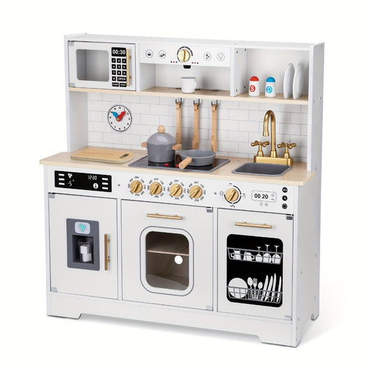 Kids Play Kitchen Set, Kitchen Set for Kids with Plenty Of Play Features, Sink, Oven, Stove, Dishwasher, Coffee Maker, Ice Maker And Microwave, Play Kitchen Sets for Kids Ages 3+