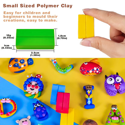 Polymer Clay Kit 50 or 100 Vibrant Colors – Oven Bake Modeling Clay with Sculpting Tools, Non-Toxic DIY Craft Set for Jewelry Making Miniatures Charms, Gift for Kids Teens Adults