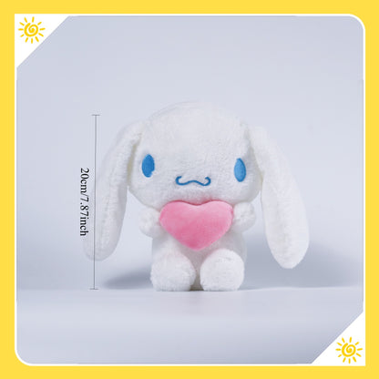 (Licensed) Sanrio 5pcs Set: Adorable Hello Kitty, Kuromi, Melody, and Gudetama Plushies Holding Hearts Perfect for Birthday Gifts, Holiday Surprises, Christmas, Thanksgiving, and Atmospheric Decora