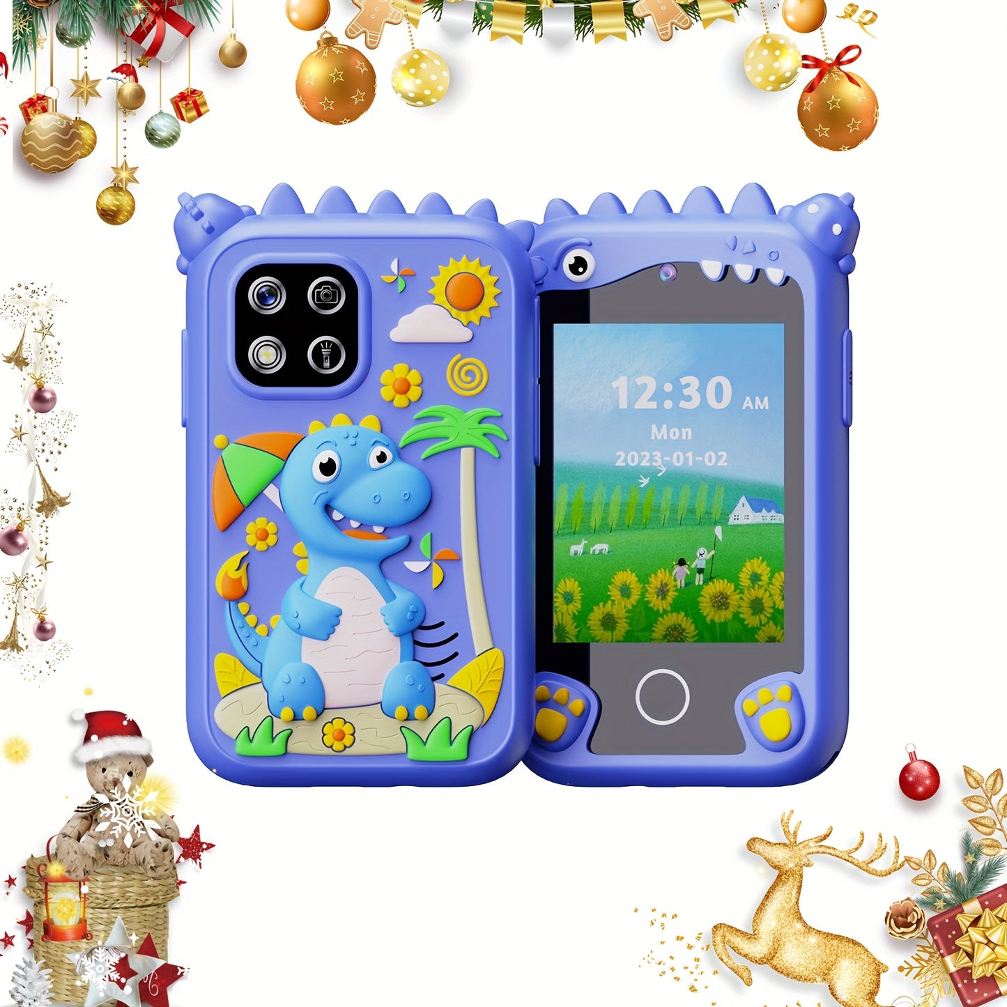 Kids Smart Phone Toys, Touchscreen HD Dual Camera Cell Phone for Kids, Dinosaur Kids Toy Phone Play Phone Toy for Boys Girls 3+, Travel Toy with 8GB SD Card, Birthday Easter Halloween Christmas Gift