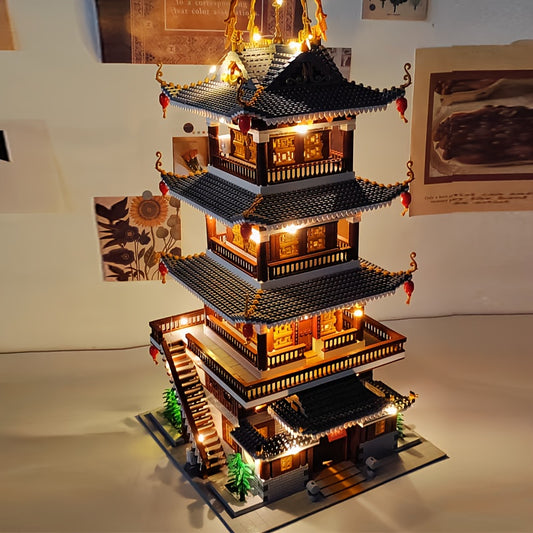 6134pcs Chinese Ancient Architecture Heavenly Fairy Mirror Huge Type Difficult Mini Building Block Toys, Home Decor Ideas Christmas/New Years Gift(no with Light)