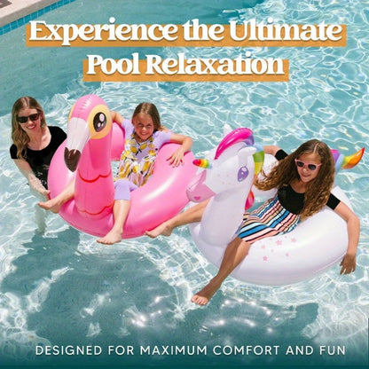 Flamingo Unicorn Inflatable Pool Float 2 Pack 40 Inch - Fun Swim Ring Floatie for Adults & Kids, Pool Party Beach Lake Summer Raft Lounger Toy Birthday Gift Set