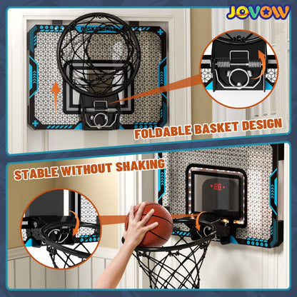 Door Basketball Hoop Set for Kids & Adults – Indoor Outdoor Mini Basketball Stand with LED Lights, Electronic Scoreboard & 4 Basketballs, Perfect Birthday & Christmas Gift for Boys and Girls
