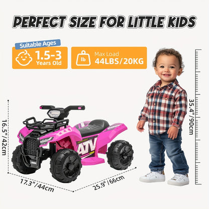 6V Kids Ride On ATV 4-Wheeler Quad Electric Toy Car for Toddlers 18-36 Months Boys Girls Best Birthday Gift with Treaded Tires Push Button Go