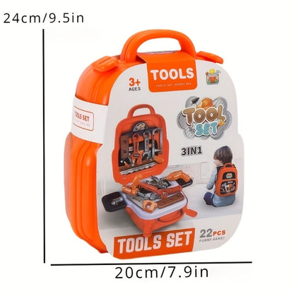 Kids Tool Backpack Set 22pcs for Boys – Pretend Play Home Repair Tool Kit with Carrying Backpack, Toddler Construction Toy, Birthday & Christmas Gift for Boys Ages 3+