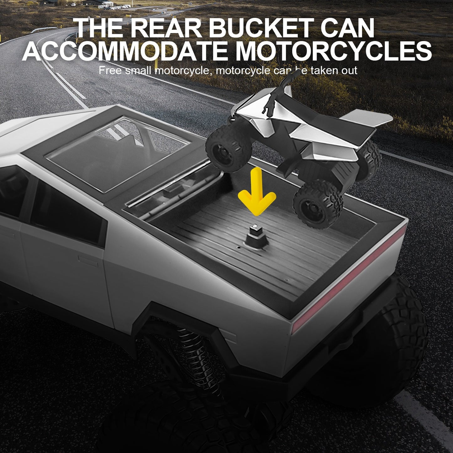 Huge RC Pickup Truck Remote Control truck Model Car with Free Gift Motorcycle Powerful Climbing Vehicle for All Various Terrains Great Christmas and New Year Gift for Kids Automobile