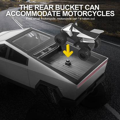 Huge RC Pickup Truck Remote Control truck Model Car with Free Gift Motorcycle Powerful Climbing Vehicle for All Various Terrains Great Christmas and New Year Gift for Kids Automobile