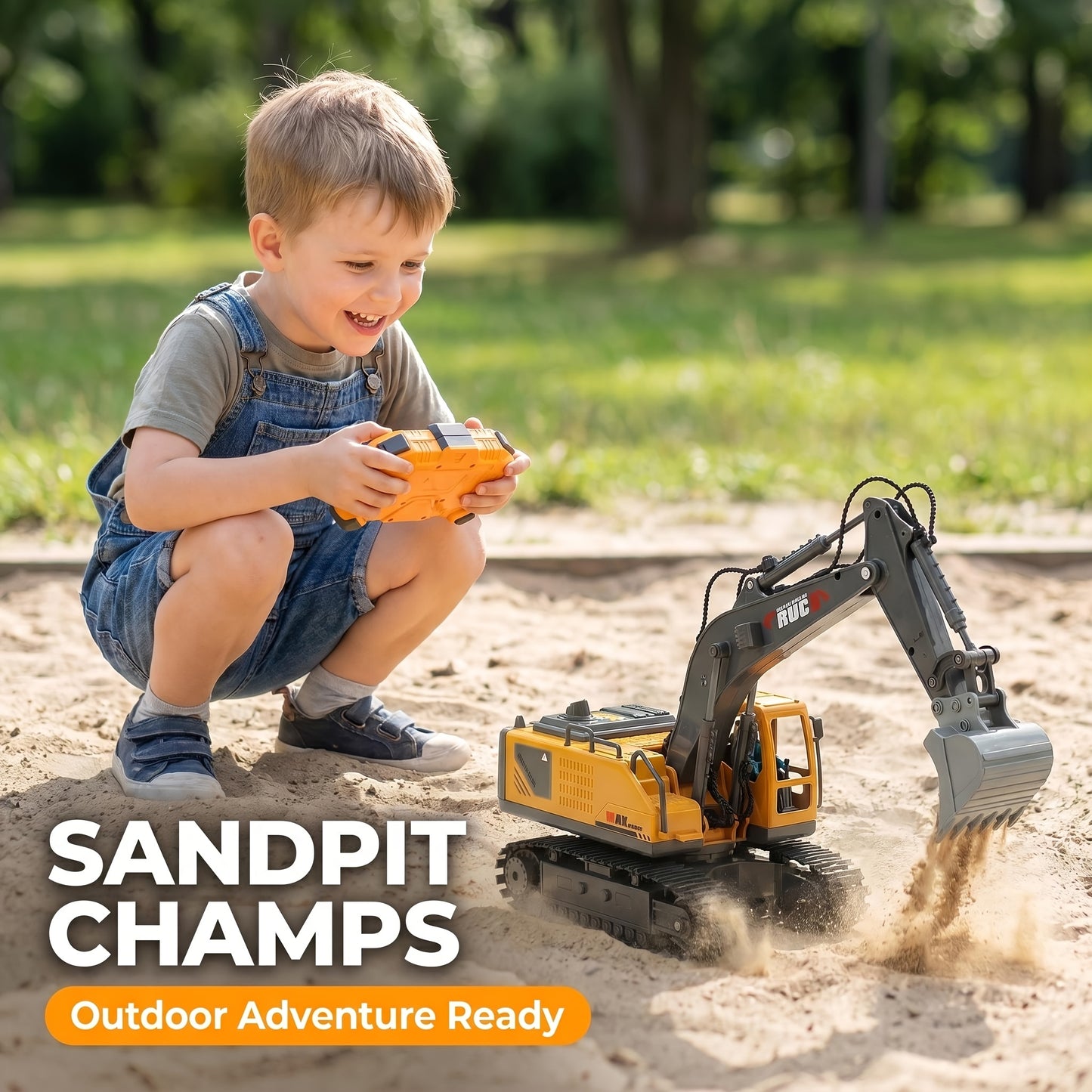 1:20 Scale 2. 4G 11CH RC Excavator, Dump Truck, Bulldozer & Loader 680° Rotation & Working Arm, Forward Backward Turning, Alloy Construction Toy for Indoor Outdoor Play, Perfect Gift for Children