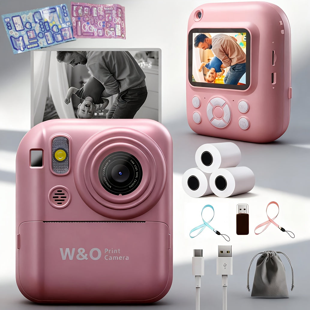 Camera Paper/New Instant Print Digital Camera, 1080P 2.4 Inch Screen Super Cute Instant Camera with 3 Rolls Print Paper & 32GB Card, Camera Paper, Card Readers and a 32GB Memory Card Can Be Purchased Separately, Digital Camera Kids Gift for Kids 3-12